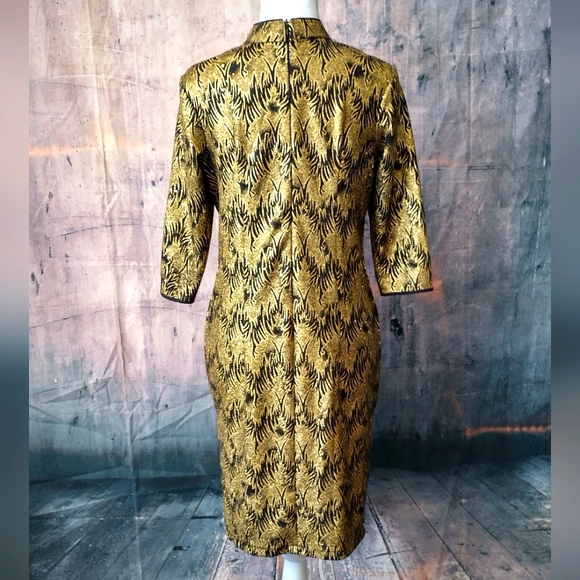 Vintage Metallic Mandarin Style Dress - Picture 6 of 9